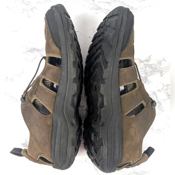Teva Kimtah Size 12 Men's Leather Sandals Brown